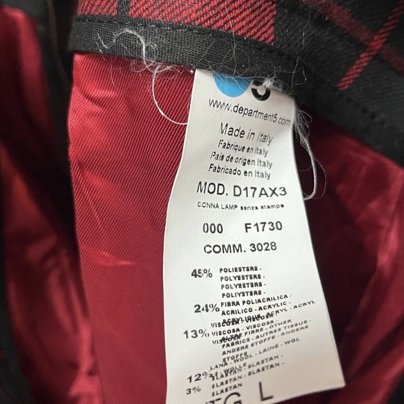 Department Five Maxi Red Plaid Skirt Womens Sz L Lined Made in Italy Heavy Wool - Picture 6 of 6